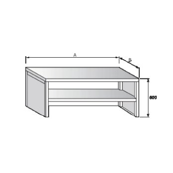 Stolová nástavba nerezová jednopatrová, rozměr (š x h x v): 700 x 300 x 300 mm